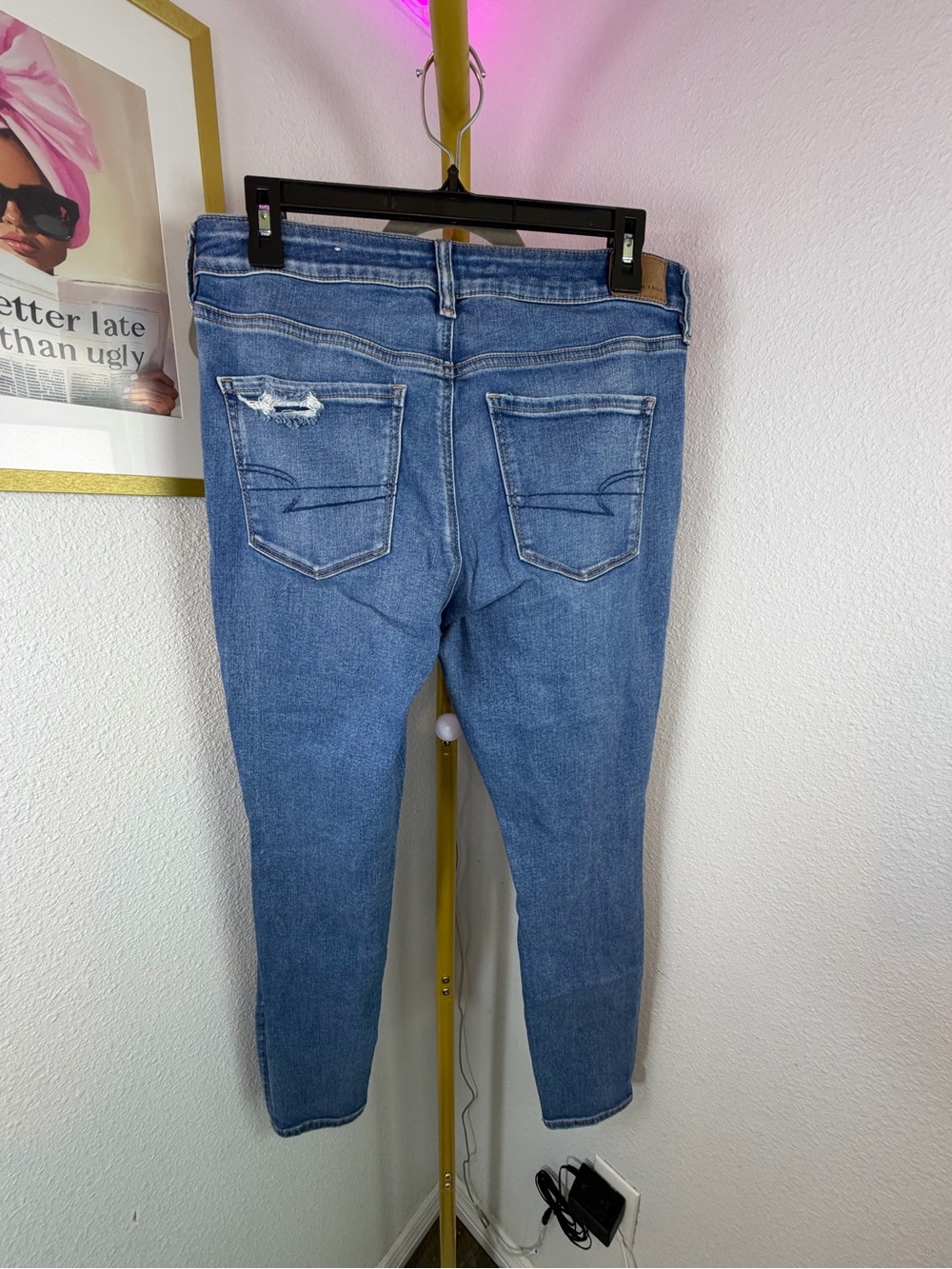 American Eagle Outfitters Women's Ripped Skinny Jeans - Blue - Size 12 - Fuzzies - Picture 4 of 8
